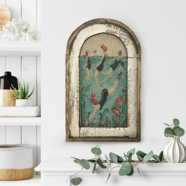 Swimming Wall Art | 14" x 22" | Bathroom Decor | Coastal Wall Decor