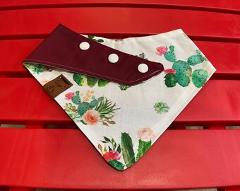 Cactus Dog Bandana, Reversible Pet Scarf with Snaps