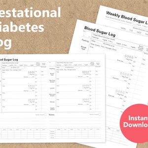 Detailliertes Sugar Log, Diabetes Sugar Level Tracker, Tägliches Essen Wasser SchlafÜbungEntspiegel, Instant Download PDF