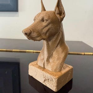 Statue Miniature Dobermann Non Coupé - Buste Chien Résine/bronze, Art Dog FR, Limitée