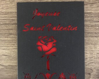 Carte de Saint Valentin « Rose rouge »- Joyeuses fêtes
