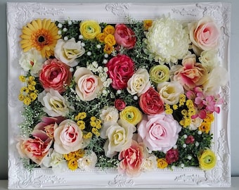 3D Artificial Rose Flower Wall, Framed Flowers, Botanical Art Decor, Floral Wall Decor, Moss Wall, Flower Frame