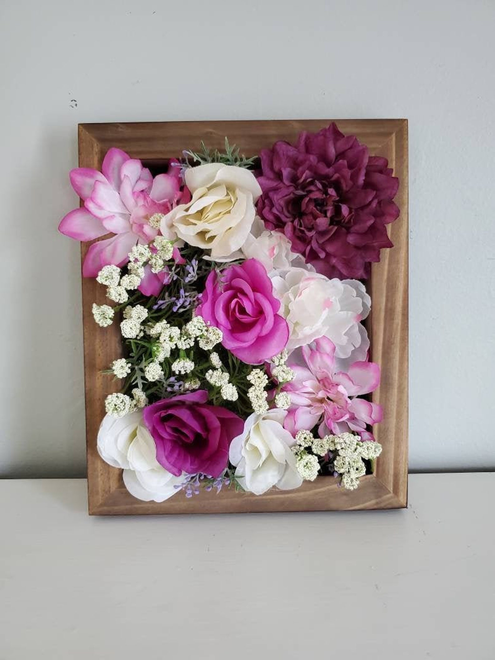 Flower Wall Framed Flowers Garden Wall Decor Flower Etsy