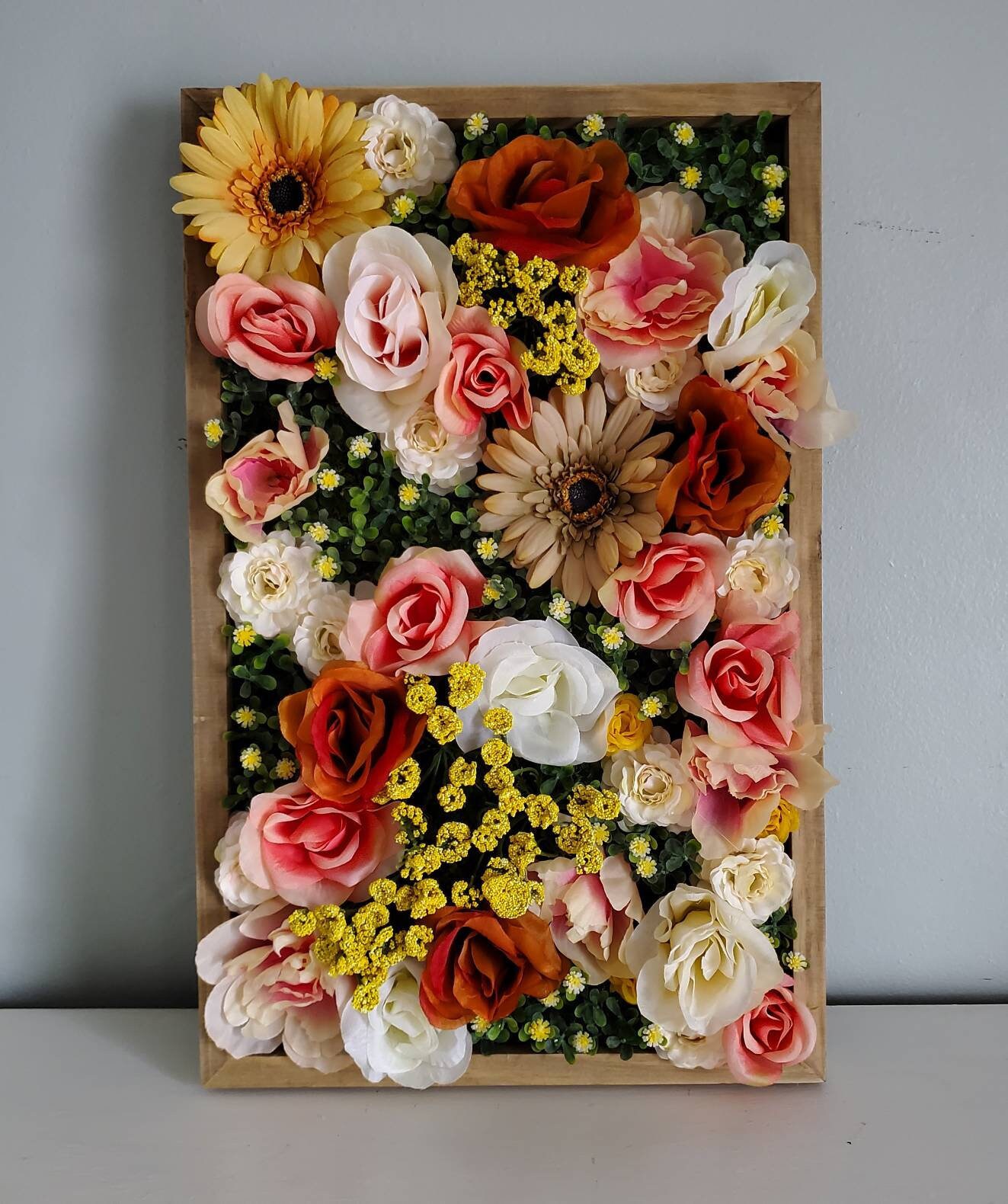 3D Flower Wall Framed Flowers Moss Garden Wall Decor Flower Etsy