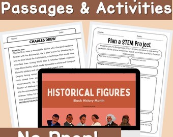 Black History Month Daily Reading Passages & Creative Activities | 20 MORE Influential Figures | Printable