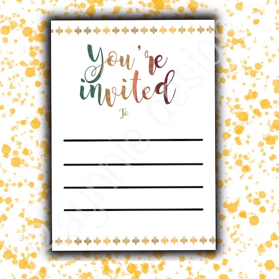 Colourful Bee Party Invitation Rainbow Blank Fill In Blank