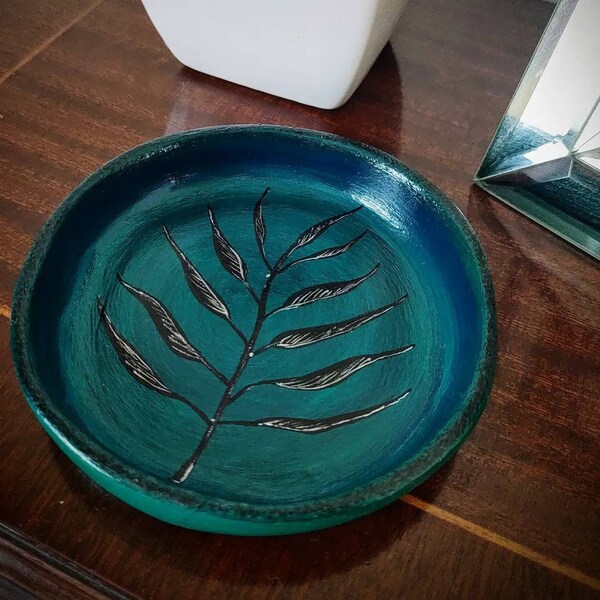 Turquoise Leaf Trinket Dish