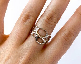 925 Sterling Silber Verstellbarer Ring, Silberringe, Statement Ring, Designer Ring, Minimalist Ring, Geschenk für Frauen