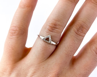 925 Sterling Zilveren Geometrische Ring, Zilveren Ring, Stapelende Ring, Dunne Ring, Minimalistische Ring, Cadeau voor vrouwen