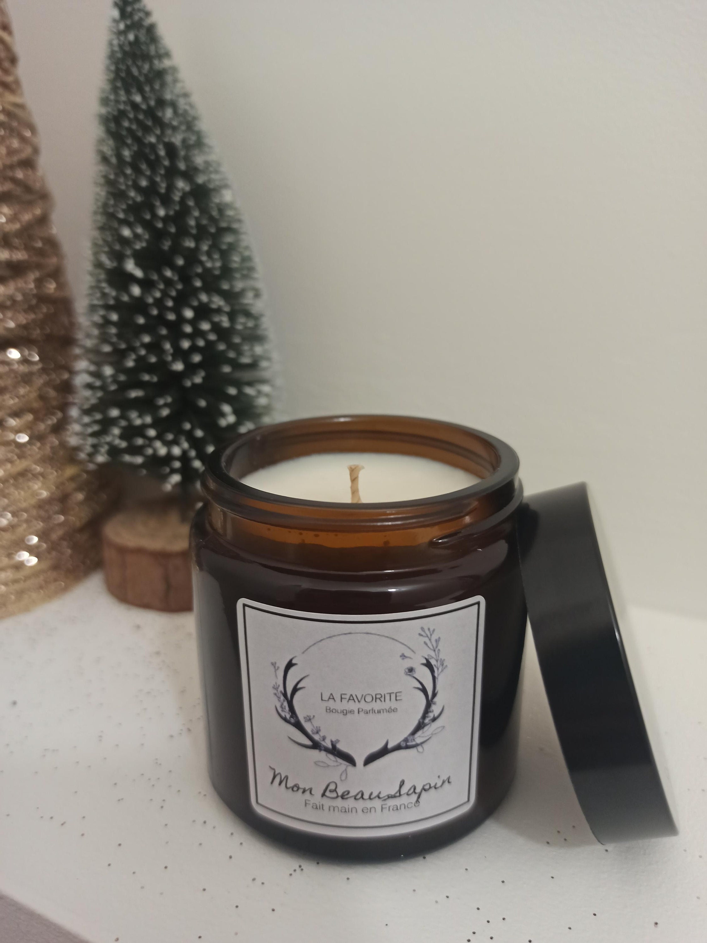 Bougie en Cire de Soja Parfum Hivernal Sapin Noël