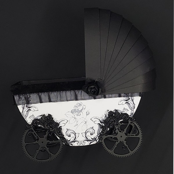 Gothic theme Baby Shower, Crested Victorian Small Baby Carriage Decoration, Maternity Gift, Goth Nursery