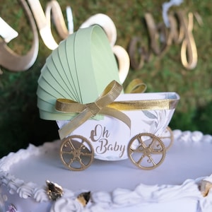 Oh Baby Shower Decoration, Small Baby Carriage, Cake topper ideas, Maternity Gifts