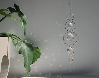 Suncatcher CONSTELLATION • Celestial Boho Home Decor with delicate light plays • Brass & Crystal rainbow Suncatcher, Handmade in France