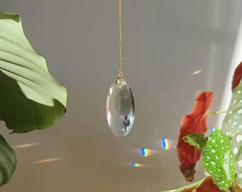 Crystal Suncatcher AGLAE III • Home and Garden Decoration • Stainless Steel Suspension for Magical light plays • Elegant rainbow maker