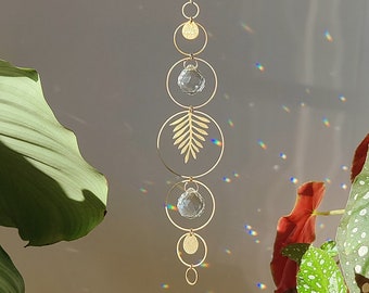 GAIA Plant Suncatcher: gioiello per interni in ottone e cristallo | Decorazione per finestre che riflette l'arcobaleno, realizzata a mano in Francia