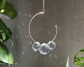 Suncatcher DREAM : Minimalist crystal light catcher | Small Feng shui window hanging, Handmade in France | Wellness home gift