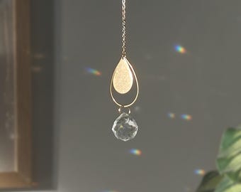 Acchiappasole Astro Water: acchiappasole in ottone e cristallo | Mini ornamento boho da appendere per casa o auto | Regalo con segno zodiacale