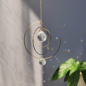 OMEGA • Hanging Crystal Suncatcher | Celestial Home Decor | Minimalist Design | Rainbow Dopamine Decor | Unique Gift | Handmade in France
