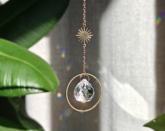 SIRIUS Mini-Sonnenfänger: Himmlischer Sonnenfänger aus Messing und Kristall | Leuchtende Dekoration für Zuhause oder Auto | Einzugsgeschenk