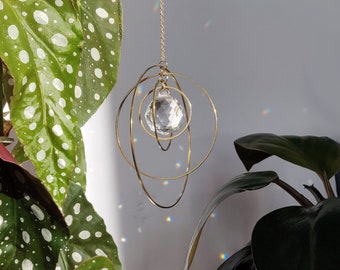 Suncatcher GALAXY • Home Decor • Suspension Boho pour la Maison ou la Voiture • Attrape Soleil en cristal et laiton, fait main en France