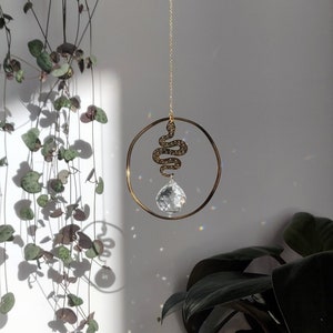 EVE Suncatcher in Stainless Steel and Crystal Glass • Bohemia Decor for Home or Car • Mini Hanging Snake