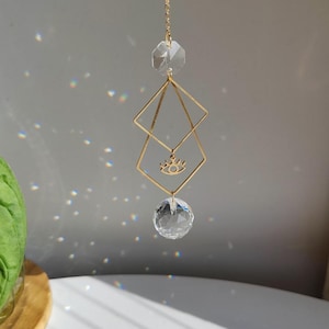 HIGH PRIESTESS • Crystal Suncatcher | Rainbow Prism | Boho Brass Hanging Decoration | Boho Window Decor | Tarot Gift