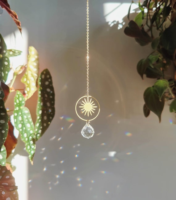 GALAXY Suncatcher in Brass and Glass Crystal Bohemian Decoration for Home  or Car Sun Catcher Prism Home Decor 
