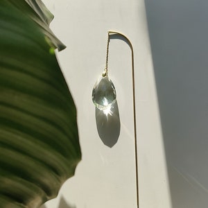 Plant Suncatcher IRIS Unique Gift for plant lovers Dainty brass & glass crystal plant stake, handmade in France image 5