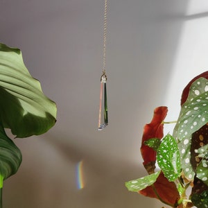 AGLAE V Suncatcher in stainless steel and glass crystal Minimalist Decoration Long Rainbow Prism image 2