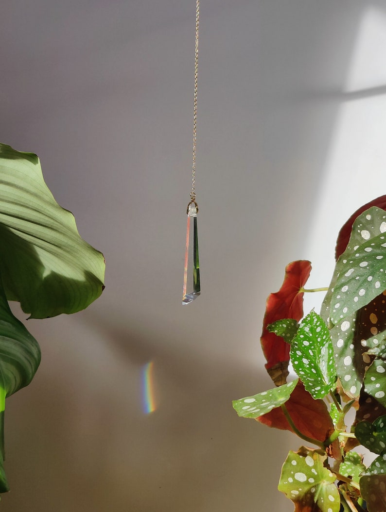 AGLAE V Suncatcher in stainless steel and glass crystal Minimalist Decoration Long Rainbow Prism image 2