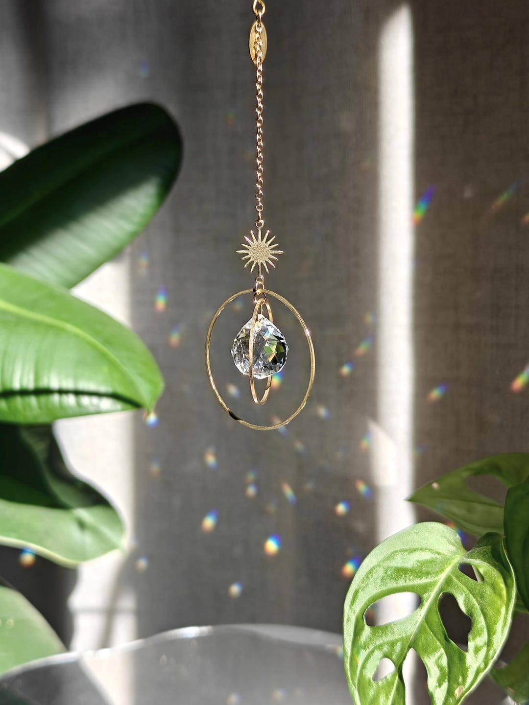 Mini Crystal Suncatcher STAR : Celestial Window Hanging | Rainbow Maker ...