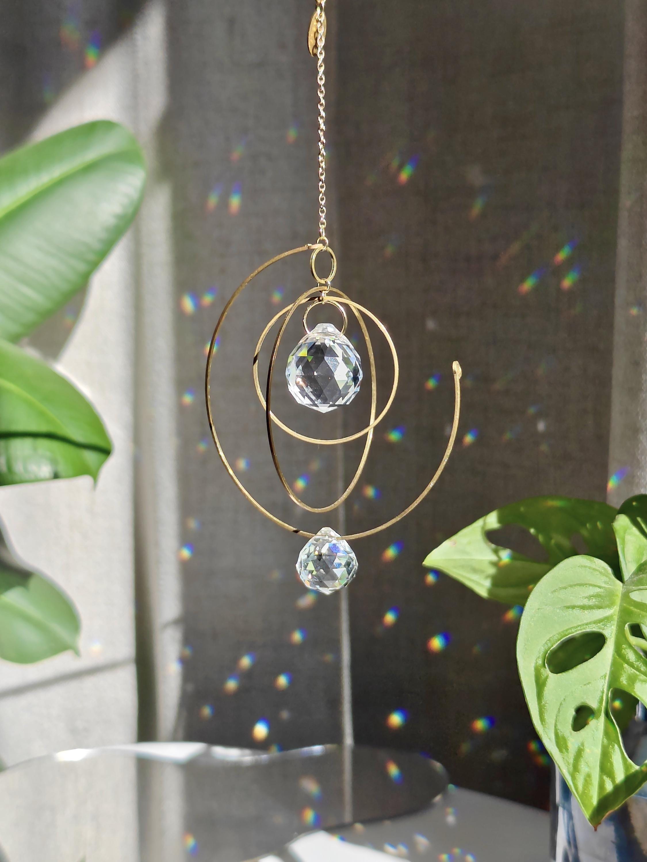 Crystal Suncatcher OMEGA: Boho Rainbow Maker | Window Hanging Decor for ...