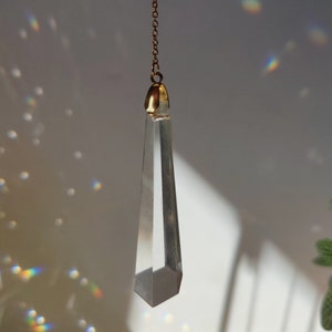 AGLAE V Suncatcher in stainless steel and glass crystal Minimalist Decoration Long Rainbow Prism image 3