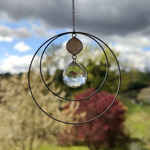 Suncatcher MIA Boho Home or Car Decor Brass, Gemstone, and Crystal Suspension Unique Handmade Gift from France image 5