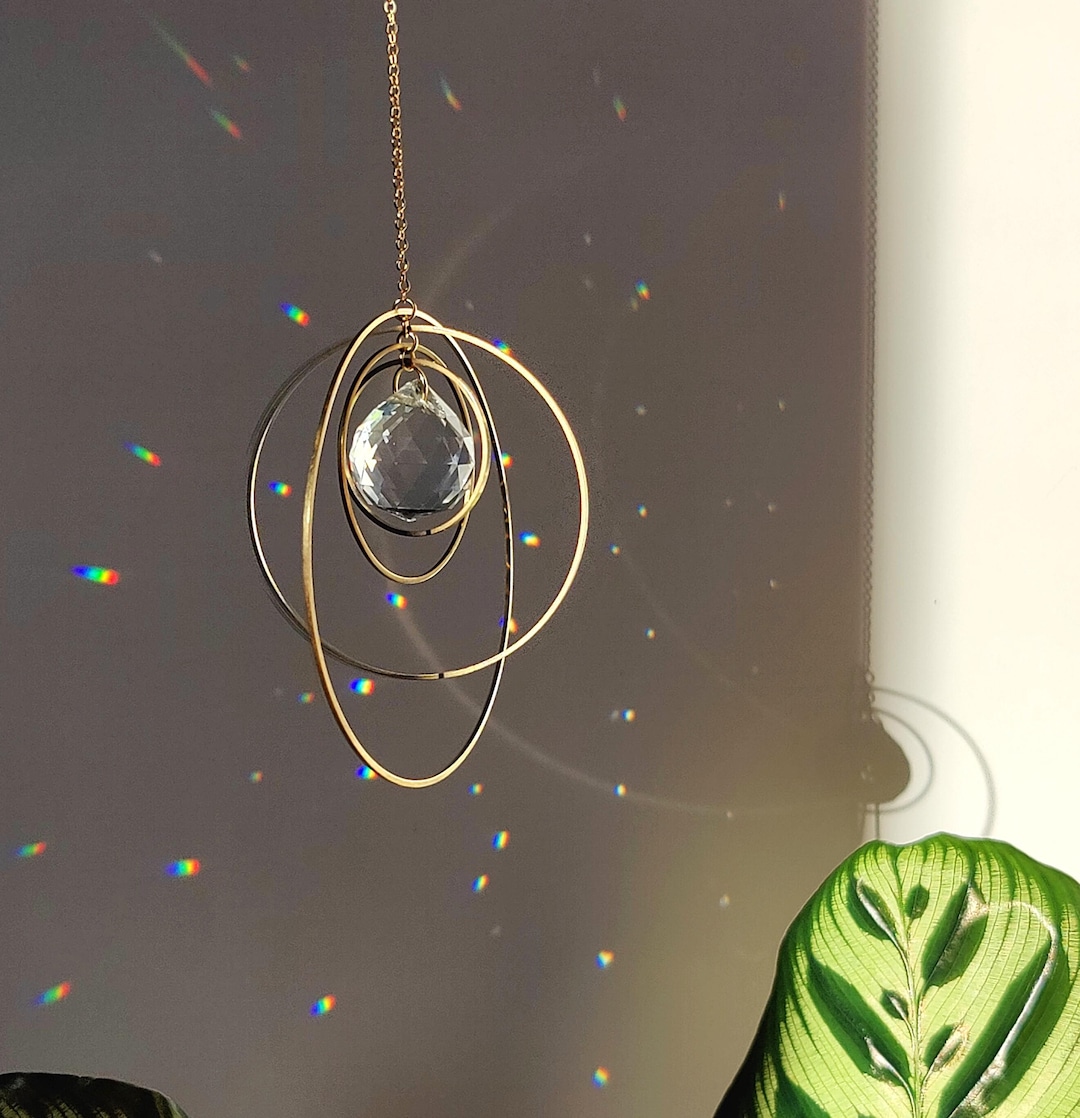 Suncatcher GALAXY : Minimalist Hoops Crystal Rainbow Maker | Boho Brass ...