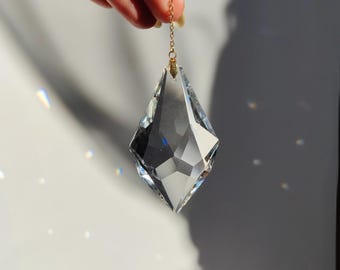 Arrow Crystal Suncatcher : Minimalist feng shui light catcher | Glass rainbow maker | Minimalist window hanging | Rainbow maker prism