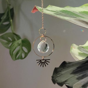 Mini Crystal Suncatcher OSIRIS • Cute rear view mirror or home decor accessory made of Brass charms & Crystal Prisms, Handmade in France