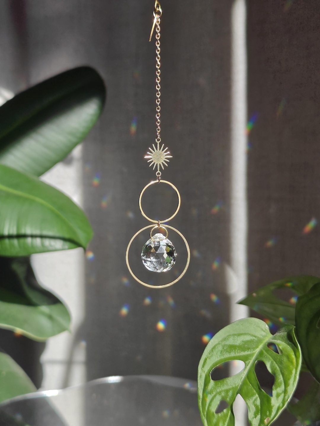 Mini Crystal Suncatcher VEGA: Celestial Window Hanging | Rainbow Maker ...