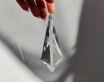 CRYSTAL Suncatcher: Large rainbow maker | Glass window hanging | Light catcher for meditation spaces | Feng shui home gift