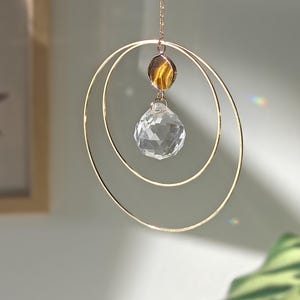 Suncatcher MIA : Brass and crystal window hanging | Boho rainbow maker | Unique gift for crystal lovers