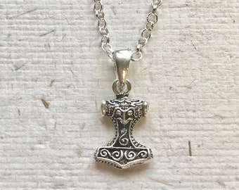 Thor's Hammer Sterling Silver Necklace - Dainty - Viking - Norse - Witch
