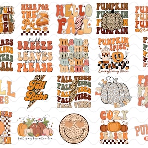 FALL1 Retro Fall Sublimation Prints, Ready to Press Transfers Bundle, groovy fall pumpkin, thanksgiving, autumn, cute shirts