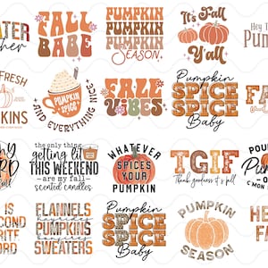 Retro Fall Sublimation Prints, Ready to Press Transfers Bundle, Autumn Quotes for Shirts Mugs and Tumblers