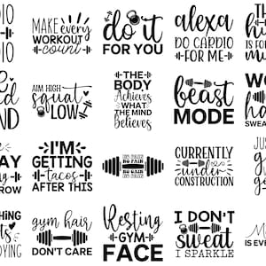 SAR45 Funny Gym Workout Transfers, Gym Motivation, Sarcastic Gym Sayings, Boho Retro Sublimation Transfers Bundle, T-shirts, Tumblers, Mugs