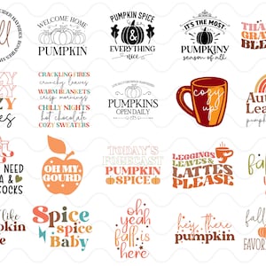 Retro Fall Sublimation Prints, Ready to Press Transfers Bundle, Autumn Quotes for Shirts Mugs and Tumblers 221