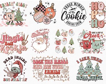 Retro Christmas Sublimation Prints, Ready to Press Transfers Bundle, christmas shirt, cute shirts transfers