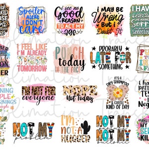 SAR1 Sarcastic Quotes Sublimation Transfers, Ready to Press Prints Bundle, Sarcasm, Funny Sayings Shirts, Libbeys, Tumblers, Mugs