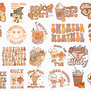 Fall Retro Sublimation Prints, Ready to Press Transfers, Cute Shirts Bundle, Sublimation Bundle, pumpkin spice, autumn