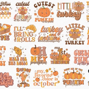 Kid Fall Sublimation Prints, Cute Retro Shirts Bundle, Ready to Press Transfers, Sublimation Bundle, thanksgiving, autumn