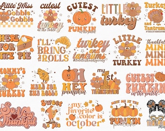 Kid Fall Sublimation Prints, Cute Retro Shirts Bundle, Ready to Press Transfers, Sublimation Bundle, thanksgiving, autumn